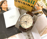 Fossil Forrester Chronograph White Dial Brown Leather Strap Watch for Men - FS5696 Buy Now By Fossil