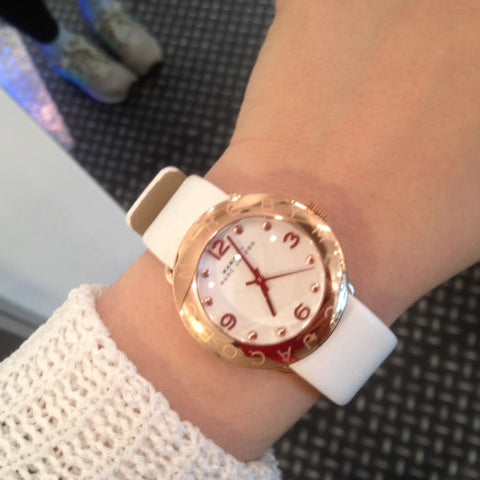 Marc Jacobs Amy White Dial White Leather Strap Watch for Women - MBM1180 Buy Now By Marc Jacobs