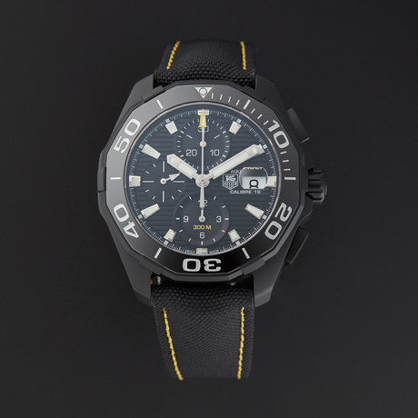 Tag Heuer Aquaracer Chronograph PVD Black Dial Black Nylon Strap Watch for Men - CAY218A.FC6361 Buy Now By Tag Heuer