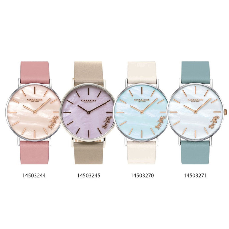 Coach Perry Mother of Pearl Pink Dial Pink Leather Strap Watch for Women - 14503244 Buy Now By Coach