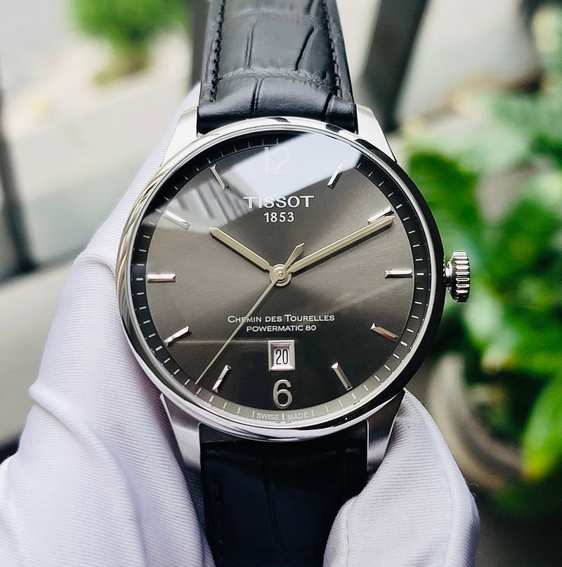 Tissot Chemin Des Tourelles Powermatic 80 Black Dial Black Leather Strap Watch For Men - T099.407.16.447.00 Buy Now By Tissot