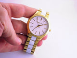 Michael Kors Slim Runway Quartz White Dial Two Tone Steel Strap Watch For Women - MK4295 Buy Now By Michael Kors