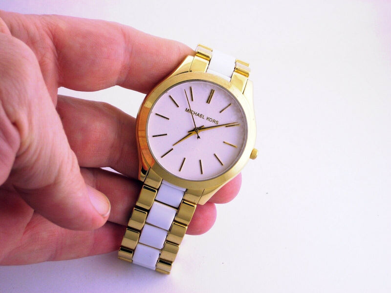 Michael Kors Slim Runway Quartz White Dial Two Tone Steel Strap Watch For Women - MK4295 Buy Now By Michael Kors