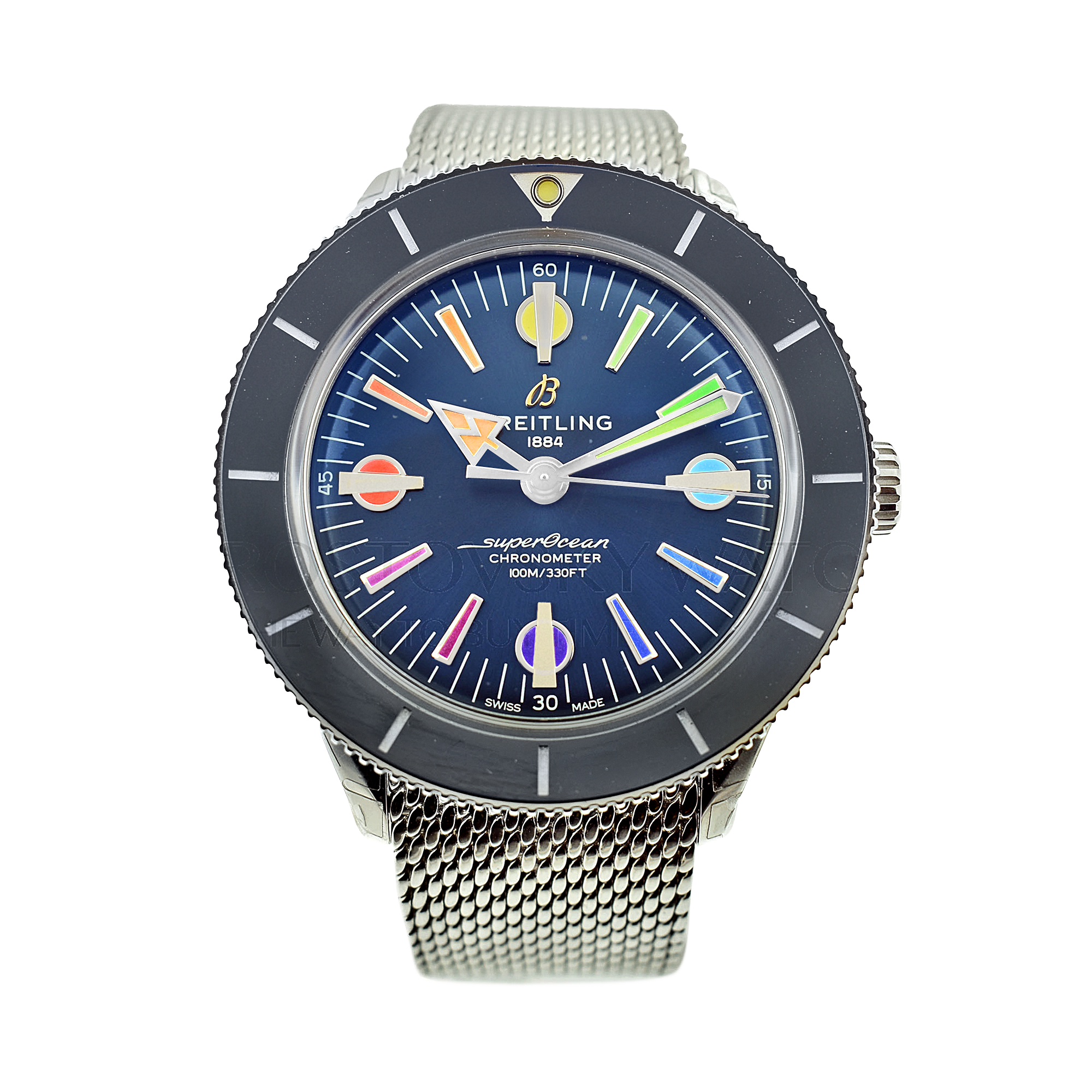 Breitling Superocean Heritage '57 Special Edition II Blue Dial Silver Mesh Bracelet Watch for Men - A103702A1C1A1
