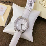 Guess Rosette Analog White Dial White Leather Strap Watch For Women - W75043L1 Buy Now By Guess
