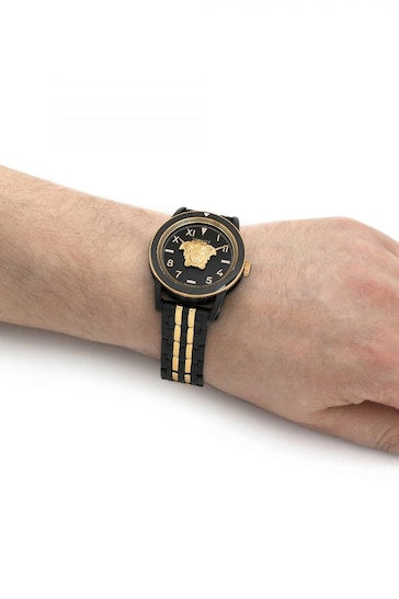 Versace Palazzo Empire Black Dial Two Tone Steel Strap Watch for Men - VERD01119 Buy Now By Versace