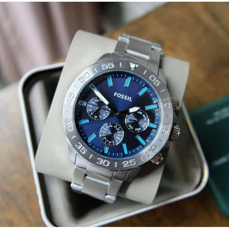 Fossil Bannon Multifunction Blue Dial Silver Steel Strap Watch for Men - BQ2503 Buy Now By Fossil