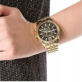 Michael Kors Lexington Chronograph Black Dial Gold Steel Strap Watch for Men - MK8286 Buy Now By Michael Kors