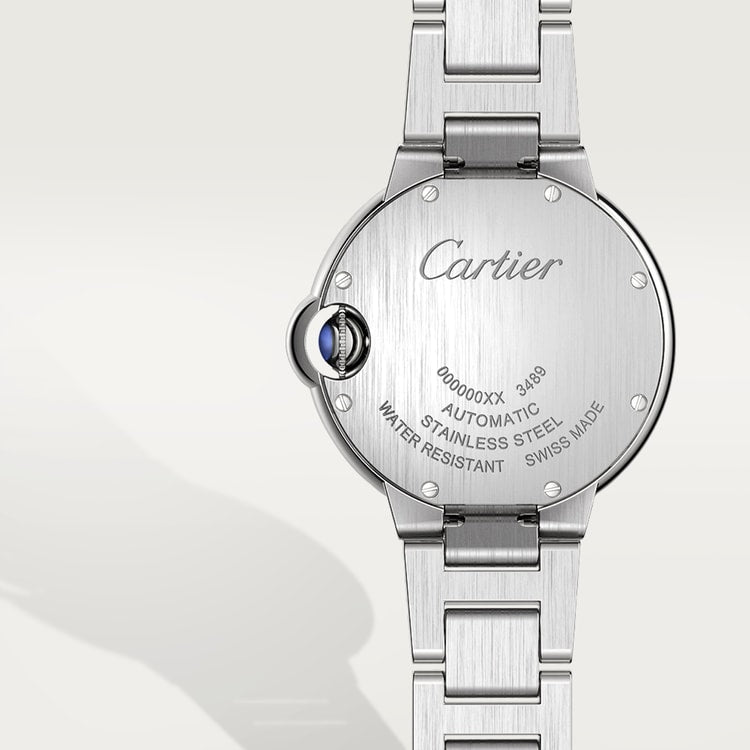 Shop Cartier Ballon Bleu de Cartier Pink Dial Silver Steel Strap Watch for Women - WSBB0046 in USA