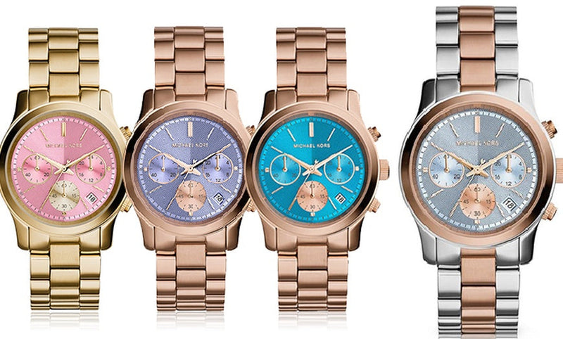 Michael Kors Runway Chronograph Purple Dial Rose Gold Steel Strap Watch For Women - MK6163 Buy Now By Michael Kors