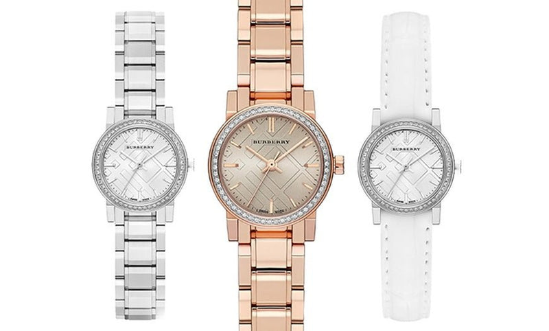 Burberry The City White Diamonds Dial White Leather Strap Watch for Women - BU9221 Buy Now By Burberry