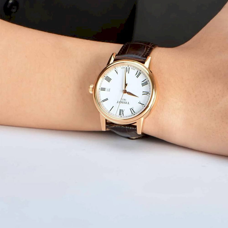 Shop Tissot T Classic Carson White Dial Brown Leather Strap Watch For Men - T085.410.36.013.00 in USA