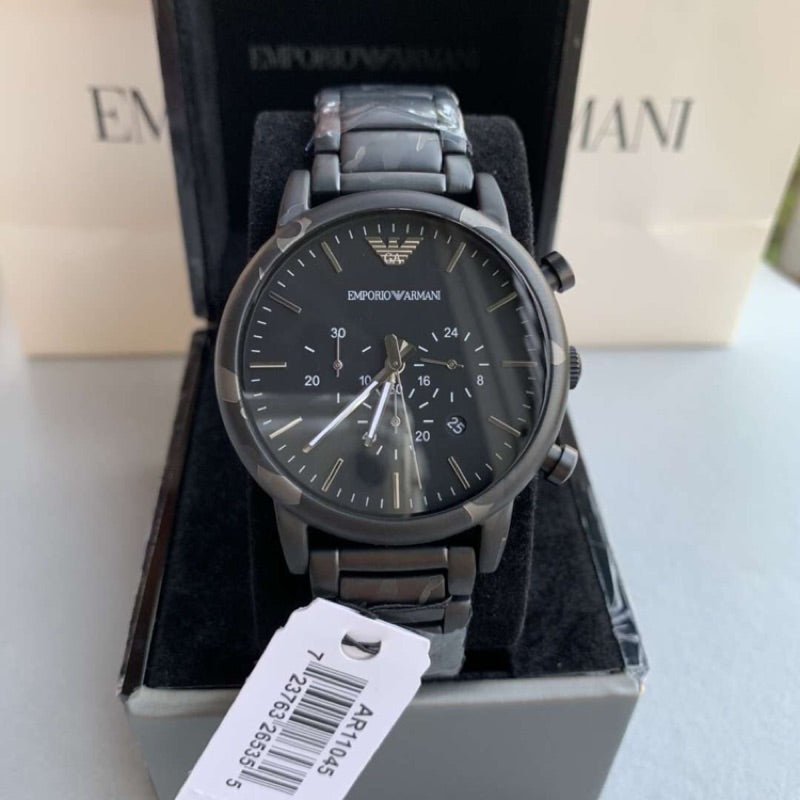Emporio Armani Luigi Chronograph Black Dial Black Steep Strap Watch For Men - AR11045 Buy Now By Emporio Armani