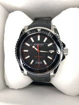 Shop Gucci Dive Quartz Black Dial Black Rubber Strap Watch For Men - YA136303 in USA