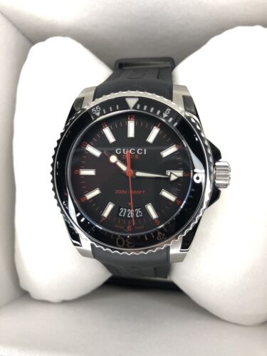 Shop Gucci Dive Quartz Black Dial Black Rubber Strap Watch For Men - YA136303 in USA