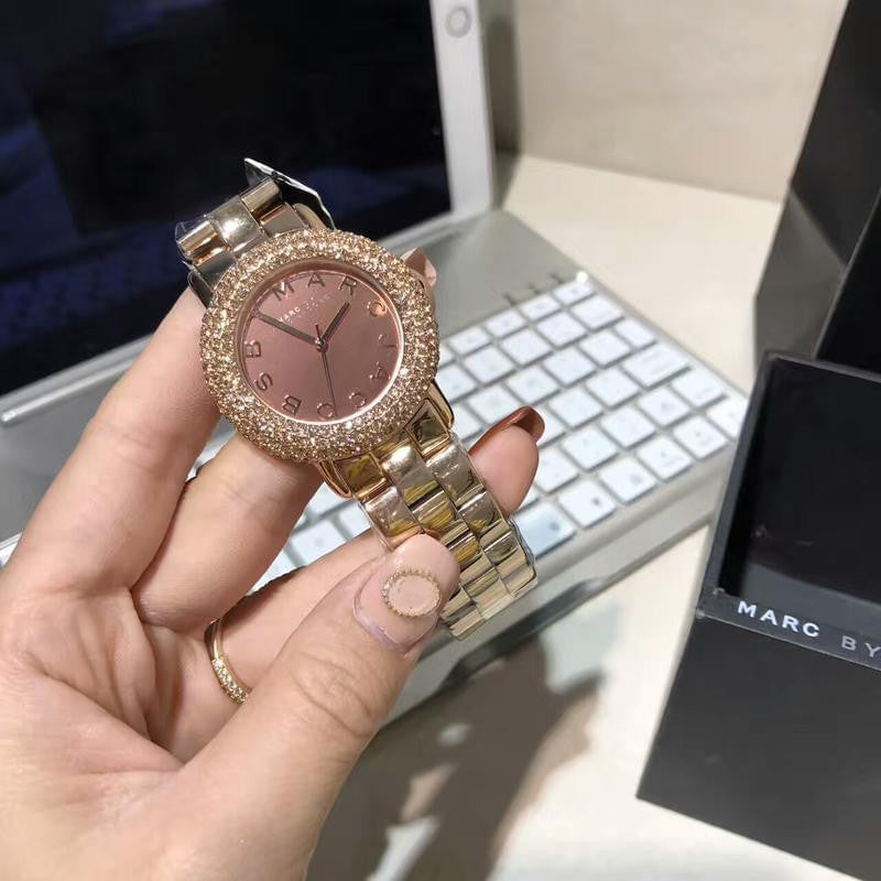 Marc Jacobs Marci Crystals Rose Gold Dial Rose Gold Steel Strap Watch for Women - MBM3192 Buy Now By Marc Jacobs