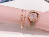 Shop Swarovski Crystal Flower Grey Dial Grey Leather Strap Watch for for Women - 5552424 in USA