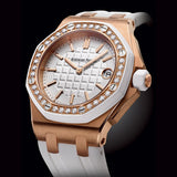 Audemars Piguet Royal Oak Offshore Diamonds White Dial White Rubber Strap Watch for Women - 67540OK.ZZ.D010CA.01