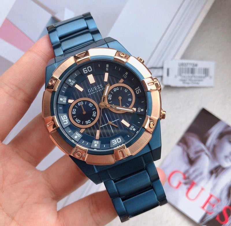 Shop Guess Jolt Analog Blue Dial Blue Steel Strap Watch for Men - W0377G4 in USA