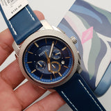 Fossil Machine Chronograph Blue Dial Blue Leather Strap Watch for Men - FS5262 Buy Now By Fossil