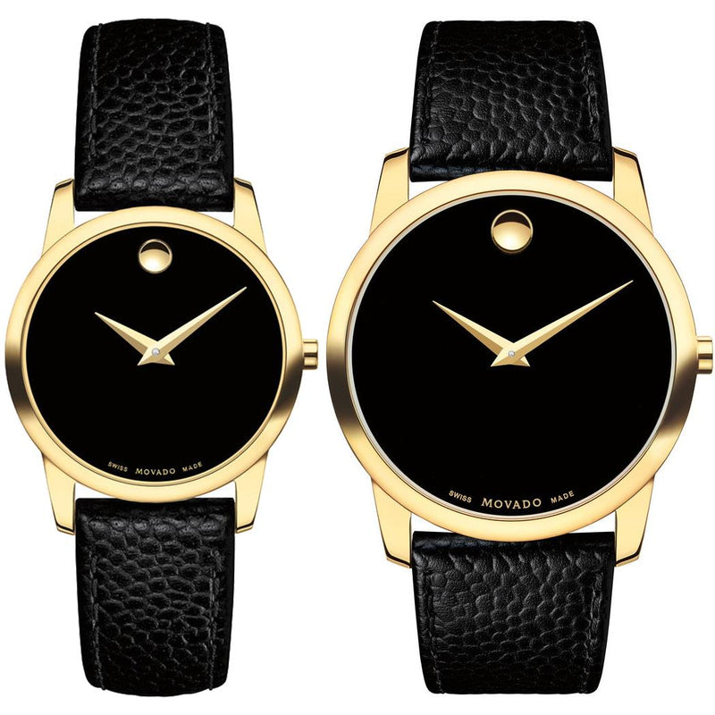 Movado Museum Classic Black Dial Black Leather Strap Watch For Women - 0607016 Buy Now By Movado