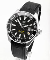 Shop Tag Heuer Aquaracer Calibre 5 Automatic Black Dial Black Rubber Strap Watch for Men - WAY201A.FT6142 in USA