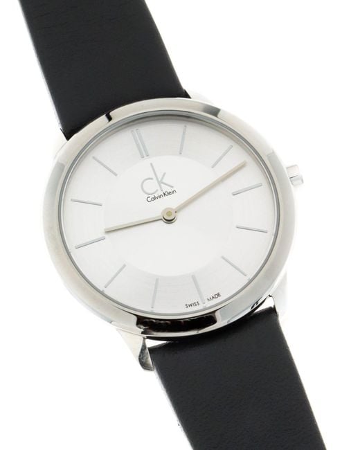 Calvin Klein Minimalist White Dial Black Leather Strap Watch for Men - K3M211C6 Buy Now By Calvin Klein