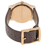 Shop Calvin Klein City White & Gold Dial Brown Leather Strap Watch For Women - K2G23620 in USA