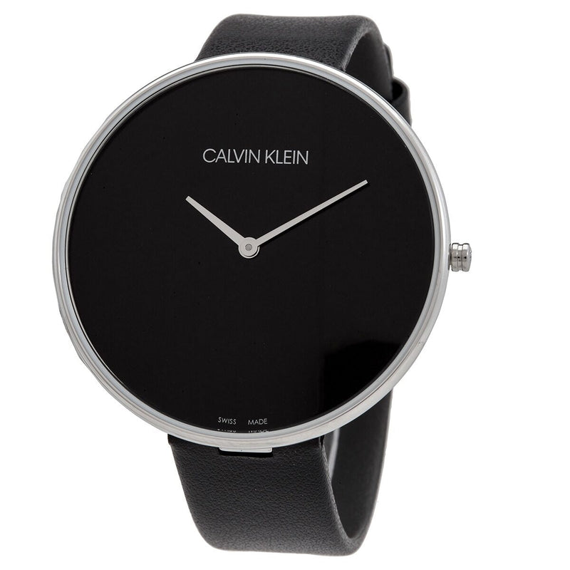 Calvin Klein Full Moon Black Dial Black Leather Strap Watch for Women - K8Y231C1