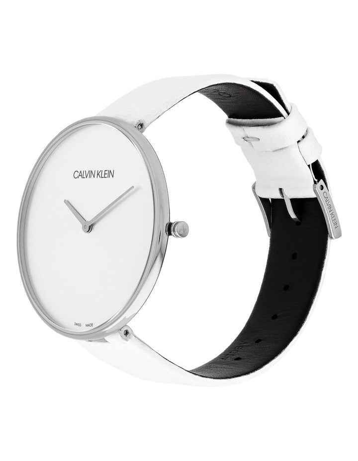 Calvin Klein Full Moon White Dial White Leather Strap Watch for Women - K8Y231L6