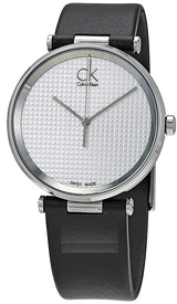 Calvin Klein Sight Silver Dial Black Leather Strap Watch for Men - K1S21120 Buy Now By Calvin Klein
