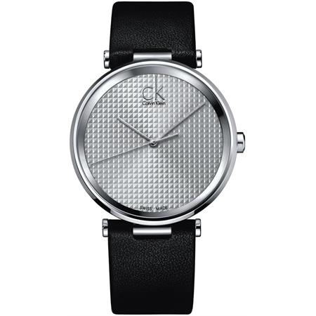 Shop Calvin Klein Sight Silver Dial Black Leather Strap Watch for Men - K1S21120 in USA