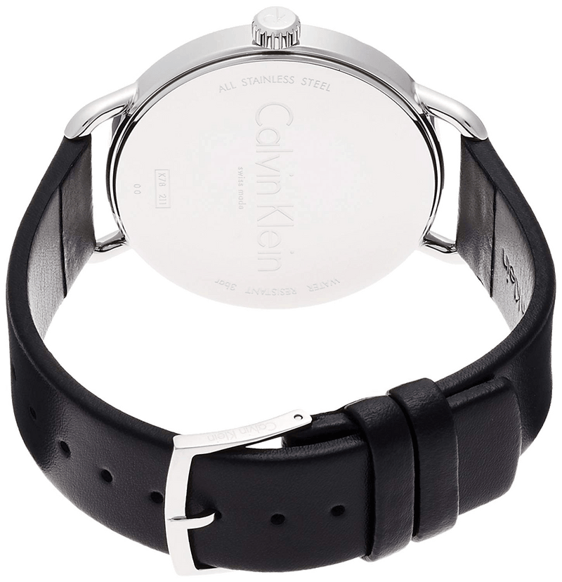 Calvin Klein City Black Dial Black Leather Strap Watch For Women - K2G23107