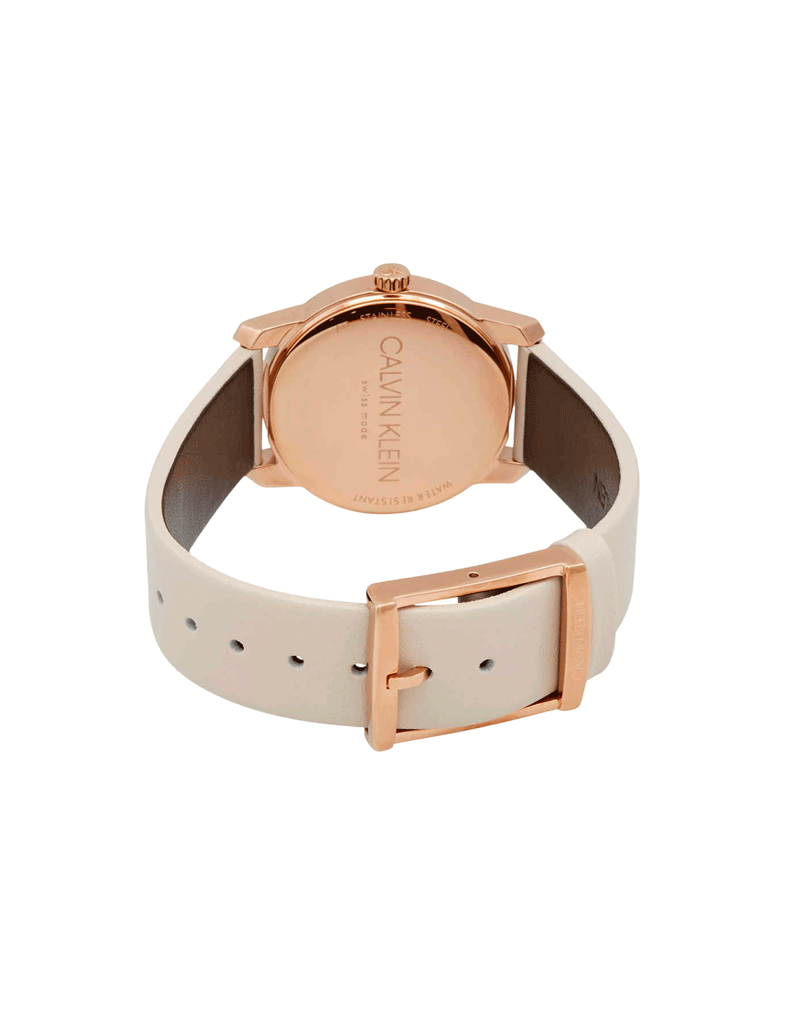 Calvin Klein City Silver Dial White Leather Strap Watch for Women - K2G236X6