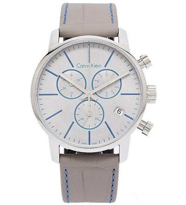 Shop Calvin Klein City Chronograph White Dial White Leather Strap Watch for Men - K2G271Q4 in USA