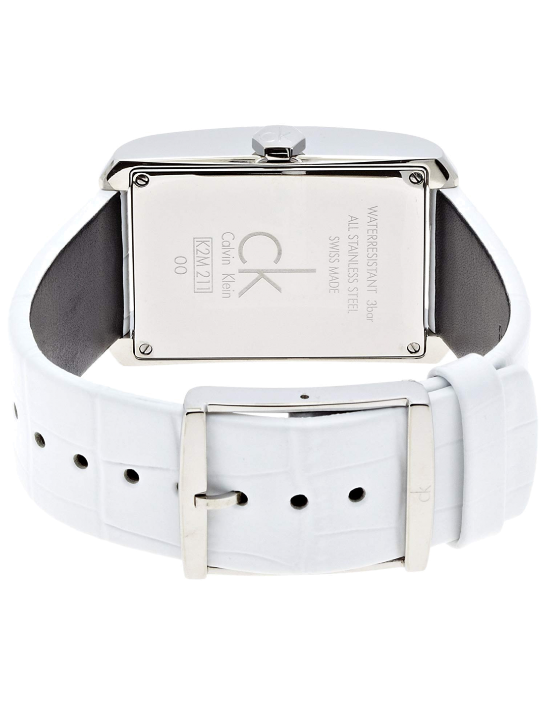 Calvin Klein Window White Dial White Leather Strap Watch for Men - K2M21120