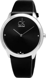 Calvin Klein Minimal Diamonds Black Dial Black Leather Strap Watch for Men - K3M211CS Buy Now By Calvin Klein