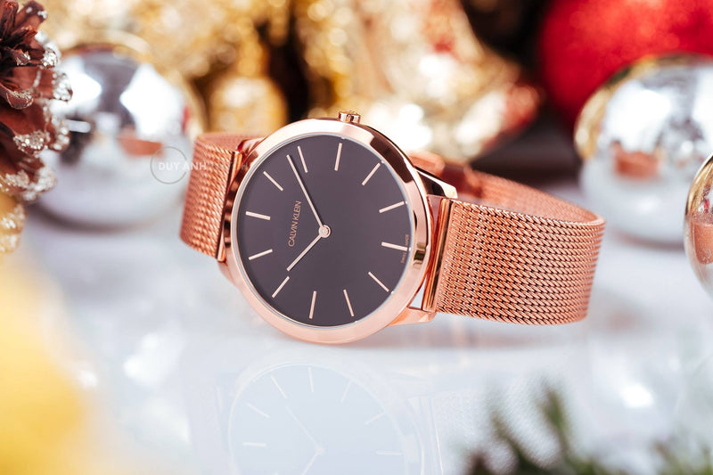 Calvin Klein Minimal Black Dial Rose Gold Mesh Bracelet Watch for Men - K3M2162Y Buy Now By Calvin Klein
