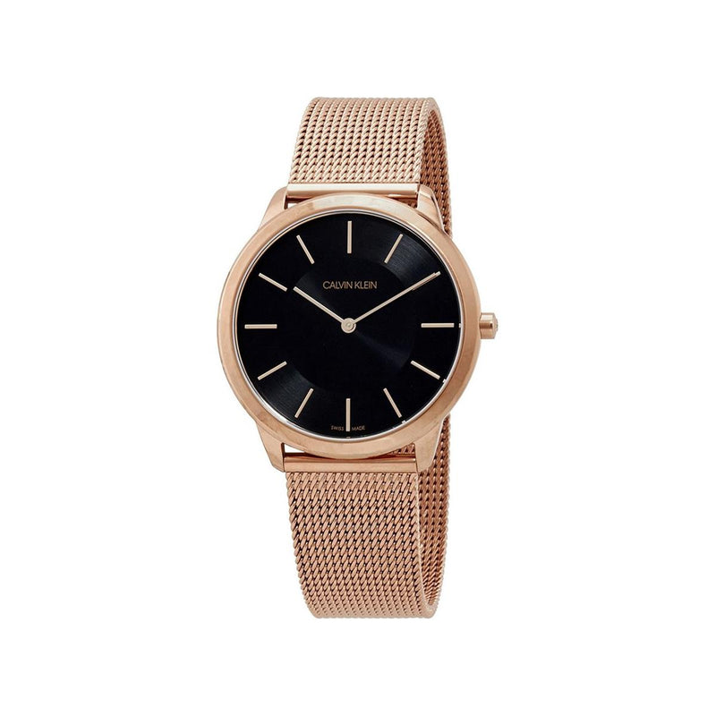 Calvin Klein Minimal Black Dial Rose Gold Mesh Bracelet Watch for Women - K3M2262Y Buy Now By Calvin Klein