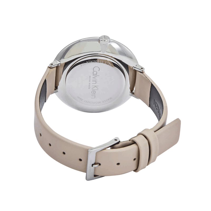 Calvin Klein Rise White Beige Dial Beige Leather Strap Watch for Women - K7A231XH Buy Now By Calvin Klein