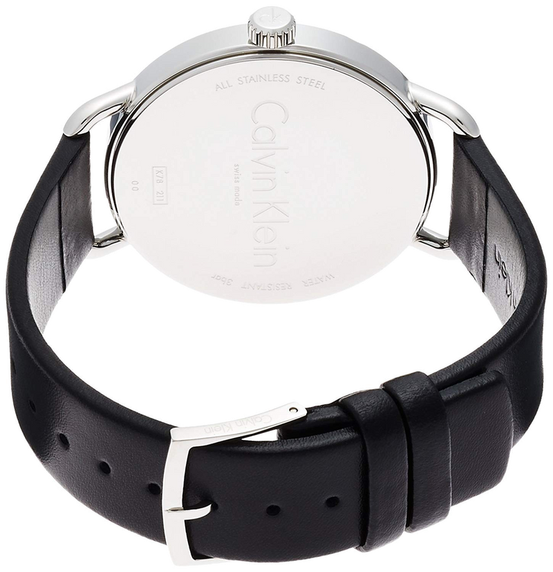 Calvin Klein Even Silver Black Leather Strap Watch for Women - K7B231C6 Buy Now By Calvin Klein