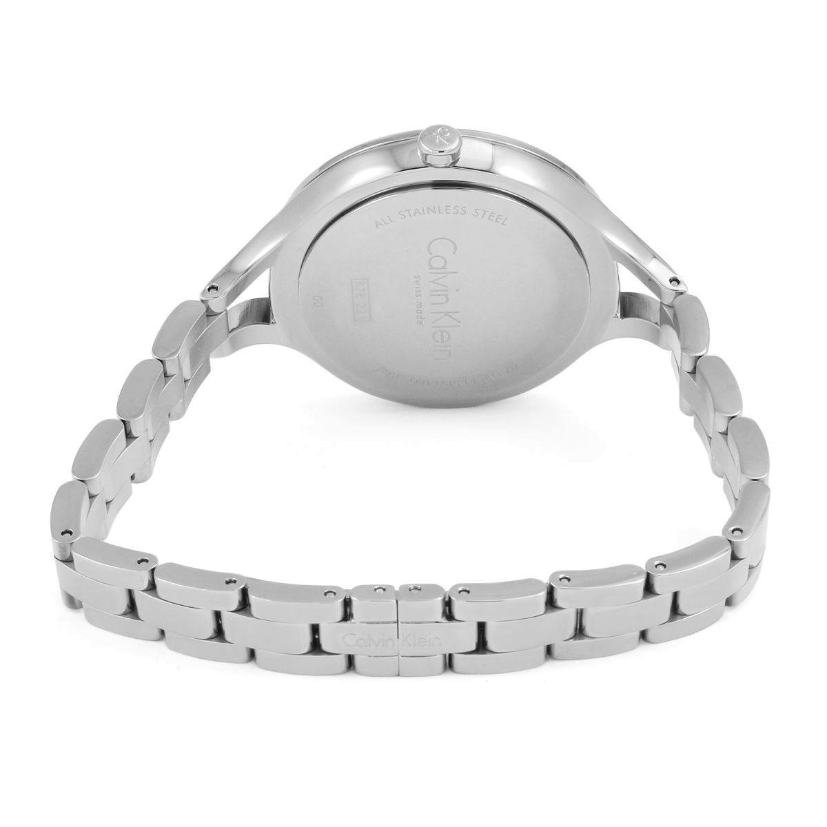 Calvin Klein Graphic Silver Dial Silver Steel Strap Watch for Women - K7E23B46