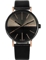 Calvin Klein Boost Black Dial Black Leather Strap Watch for Men - K7Y21TCZ