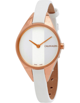 Calvin Klein Rebel White Grey Dial White Leather Strap Watch for Women - K8P236L6 Buy Now By Calvin Klein