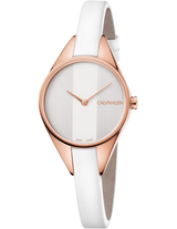 Calvin Klein Rebel White Grey Dial White Leather Strap Watch for Women - K8P236L6 Buy Now By Calvin Klein