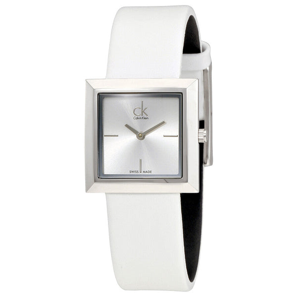 Calvin Klein Mark Silver Dial White Leather Strap Watch for Women - K3R231L6 Buy Now By Calvin Klein