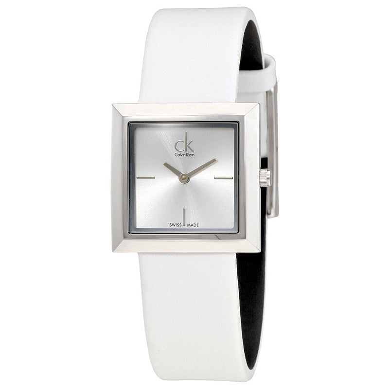 Calvin Klein Mark Silver Dial White Leather Strap Watch for Women - K3R231L6 Buy Now By Calvin Klein