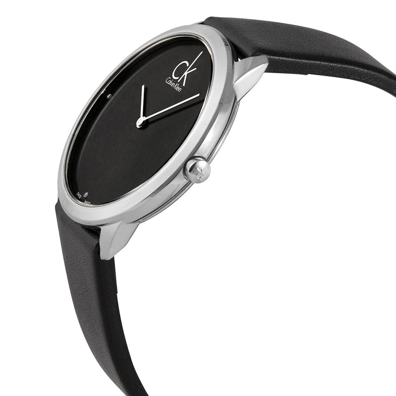 Calvin Klein Minimal Diamonds Black Dial Black Leather Strap Watch for Men - K3M211CS Buy Now By Calvin Klein