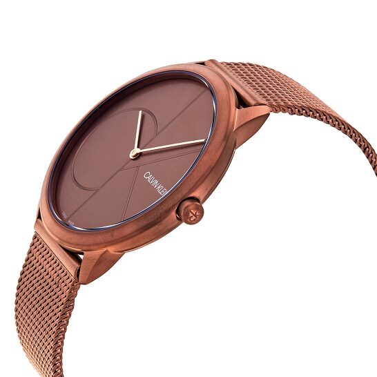 Calvin Klein Minimal Quartz Pink Gold Dial Pink Gold Mesh Bracelet Watch for Men - K3M11TFK Buy Now By Calvin Klein