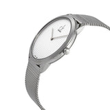 Calvin Klein Minimal White Dial Silver Mesh Bracelet Watch for Men - K3M2112Y